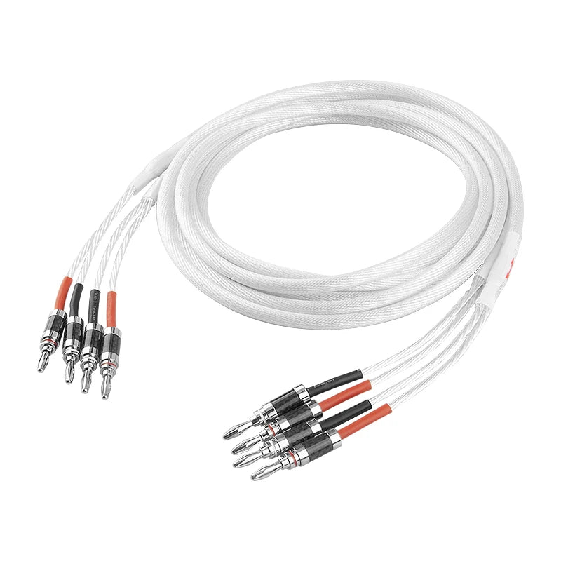 TODN One Pair HIFI Silver-plated Speaker Cable High-end 7N OCC Speaker Wire For Hi-fi Systems Y Plug Banana plug Speaker Cable