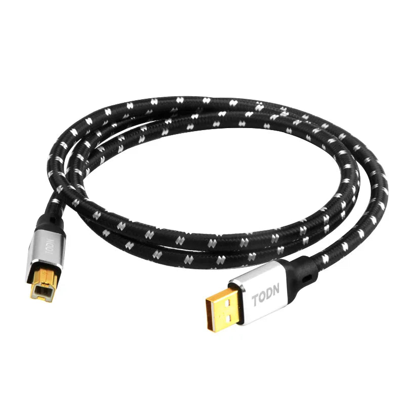 TODN Hifi USB Cable High Quality 6N OFC silver Type A to Type B Hifi Data audio digital Cable For DAC