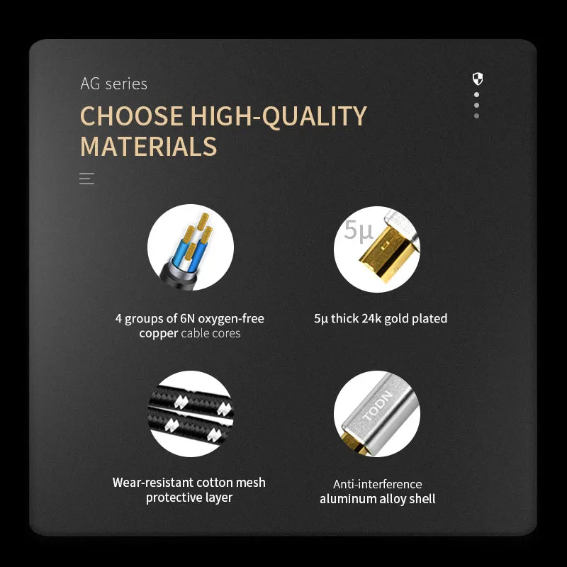 TODN Hifi USB Cable High Quality 6N OFC silver Type A to Type B Hifi Data audio digital Cable For DAC
