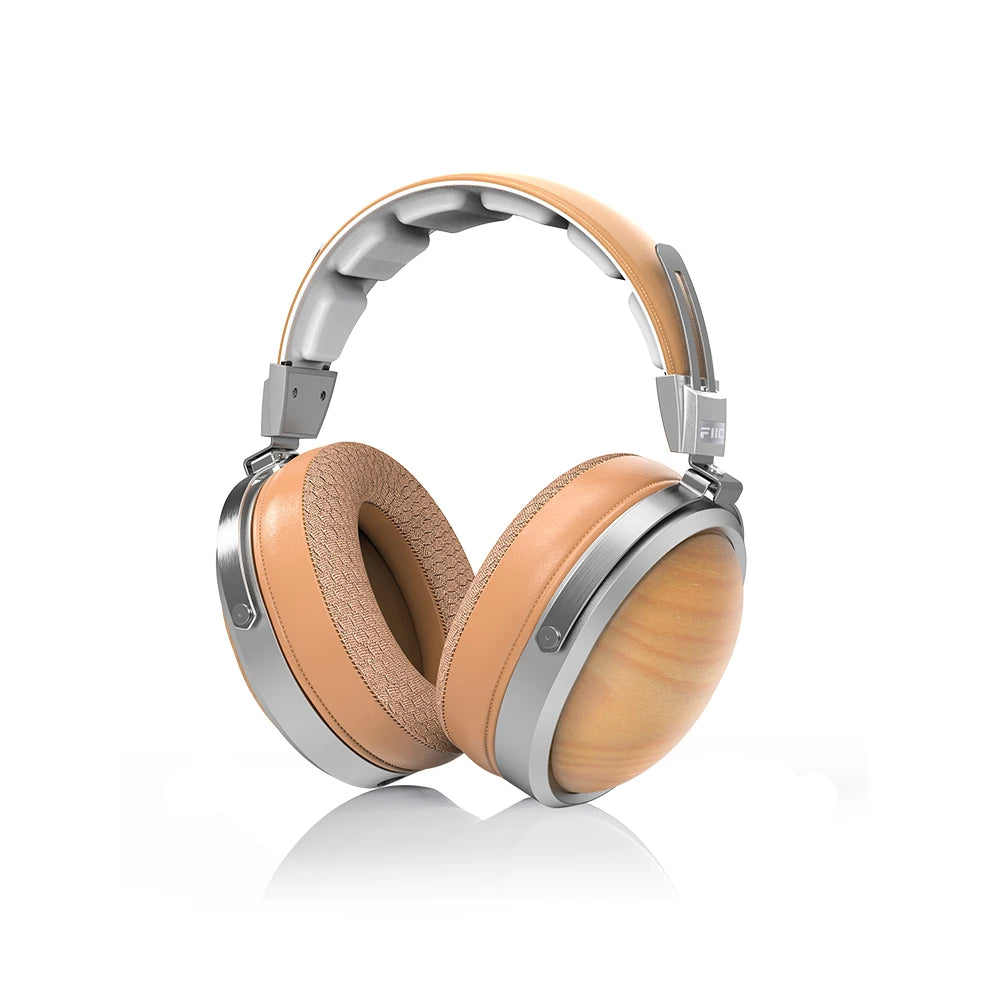 FiiO FT1 Closed-Back Over-Ear Fiber Composite Diaphragm Wired Hi-Fi Headphones, American walnut/beech wood Ear Cups for Studio