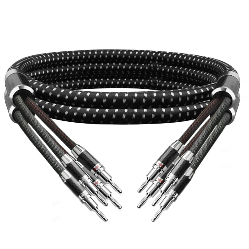 TODN One Pair HIFI Silver-plated Speaker Cable Hi-end 7N OCC Speaker Wire For Hi-fi Systems Y Plug Banana plug Speaker Cable