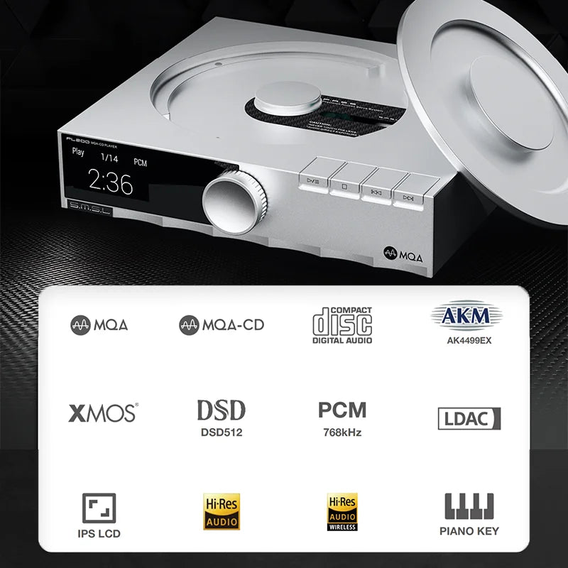 SMSL PL200 Hi-res Class CD Player Digital Audio MQA DAC AK4499EX DSD512 Bluetooth LDAC Aptx-HD 32bit/768kHz With Remote Control
