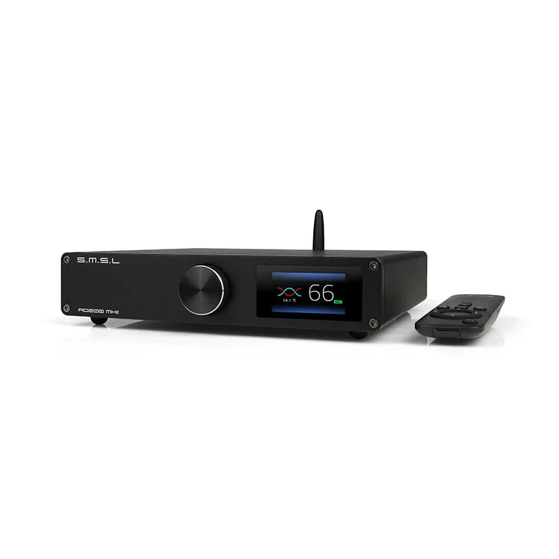 SMSL AO200 MK2 HIFI Digital Power Amplifier MA5332MS AMP Bluetooth 5.0 XLR RCA USB Input med fjernkontroll.