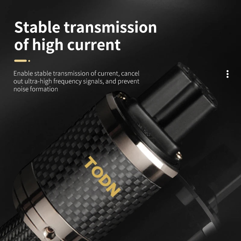 TODN power cable hifi OCC&OFC high-end audio cable EU/US Carbon fiber plug Rhodium plated plug