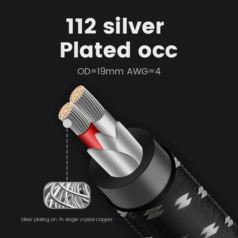 TODN One Pair HIFI Silver-plated Speaker Cable Hi-end 7N OCC Speaker Wire For Hi-fi Systems Y Plug Banana plug Speaker Cable