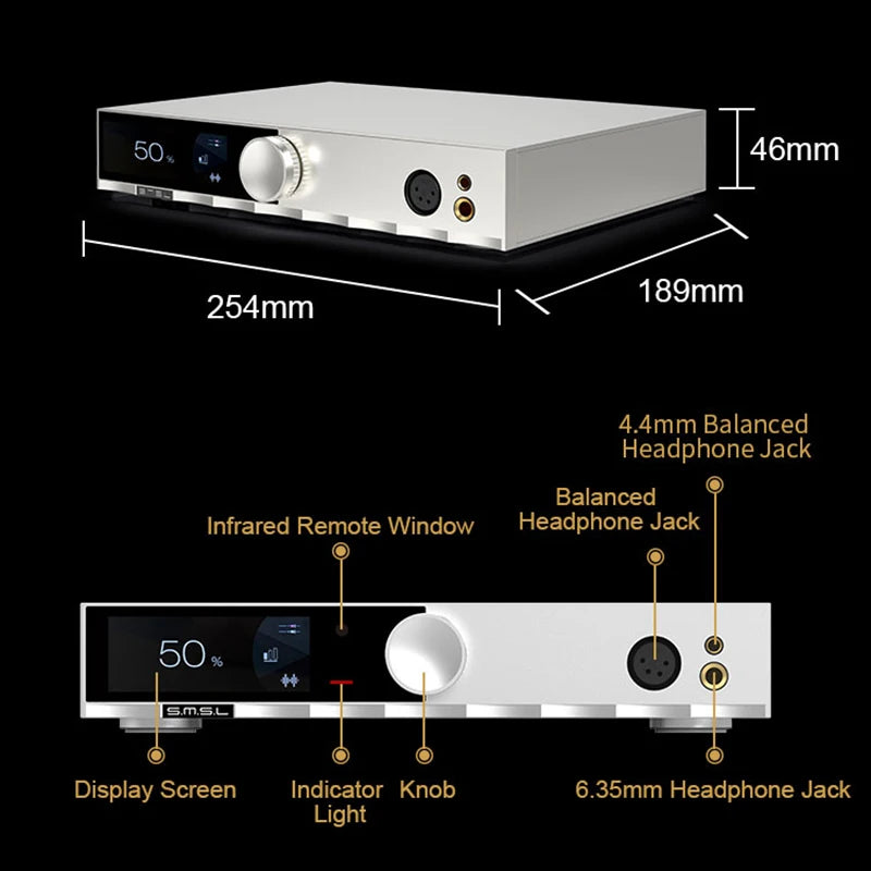SMSL H400 Headphone amplifier preamp output fully balanced gain control With remote control