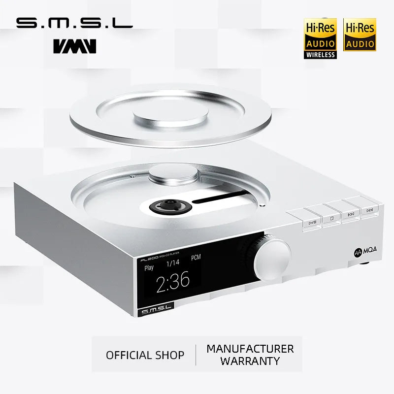 SMSL PL200 Hi-res Class CD Player Digital Audio MQA DAC AK4499EX DSD512 Bluetooth LDAC Aptx-HD 32bit/768kHz With Remote Control