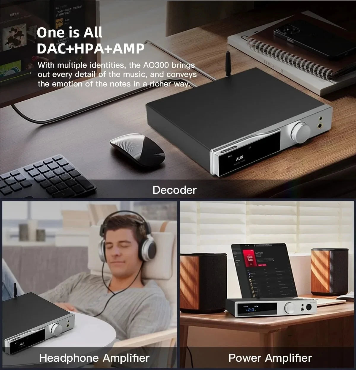 SMSL AO300 Digital Forsterker MA5332MS AMP CS43131 DAC Chip DSD256 Bluetooth MQA 2.1.