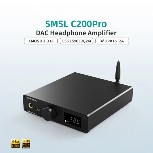SMSL C200Pro DAC Desktop Headphone Amplifier XMOS XU-316 ESS ES9039Q2M MQA-CD 6.35mm/4.4mm Jack C200 Pro