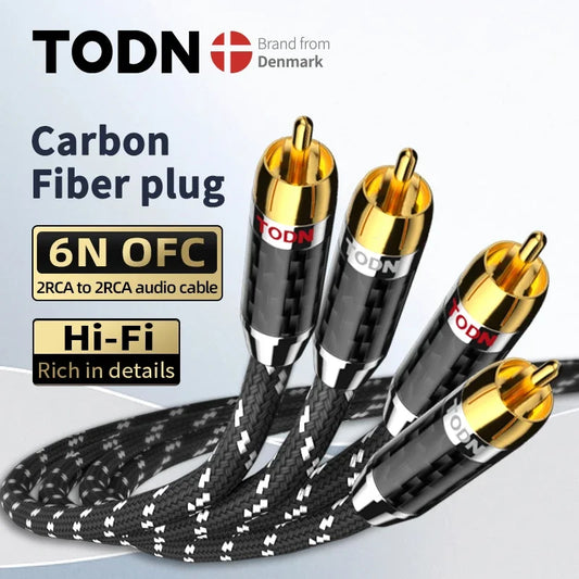 TODN 1 Pair rca cable 6N OFC  hifi 2rca to 2rca high-end audio.
