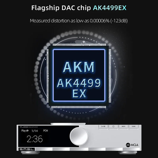 SMSL PL200 Hi-res Class CD Player Digital Audio MQA DAC AK4499EX DSD512 Bluetooth LDAC Aptx-HD 32bit/768kHz With Remote Control