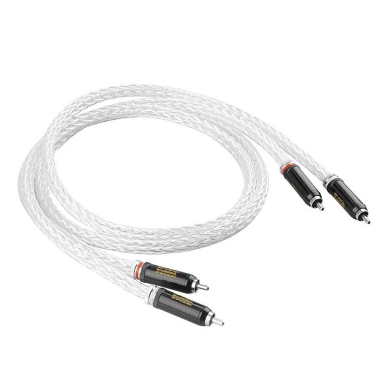 TODN Hi-End 8AG Silver Plated OCC 16 Strands Audio Cable RCA.